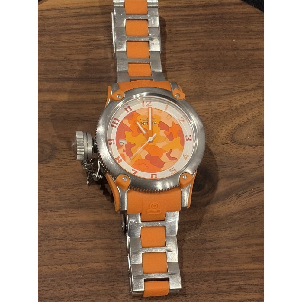 Invicta Lady Diver Orange 40.5mm Camouflage Dial Ladies Watch Working New Battry - Picture 3 of 10